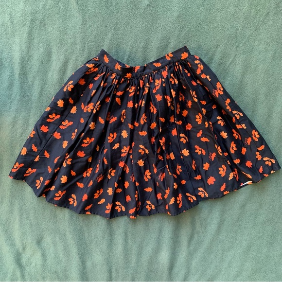 Handmade Black Fall Leaves Gathered Skirt - Picture 1 of 5
